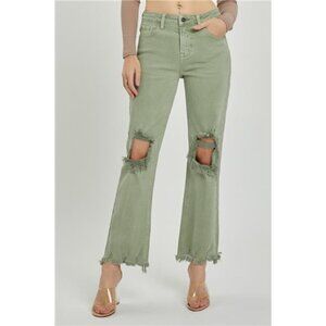 RISEN Distressed Ankle Bootcut Jeans